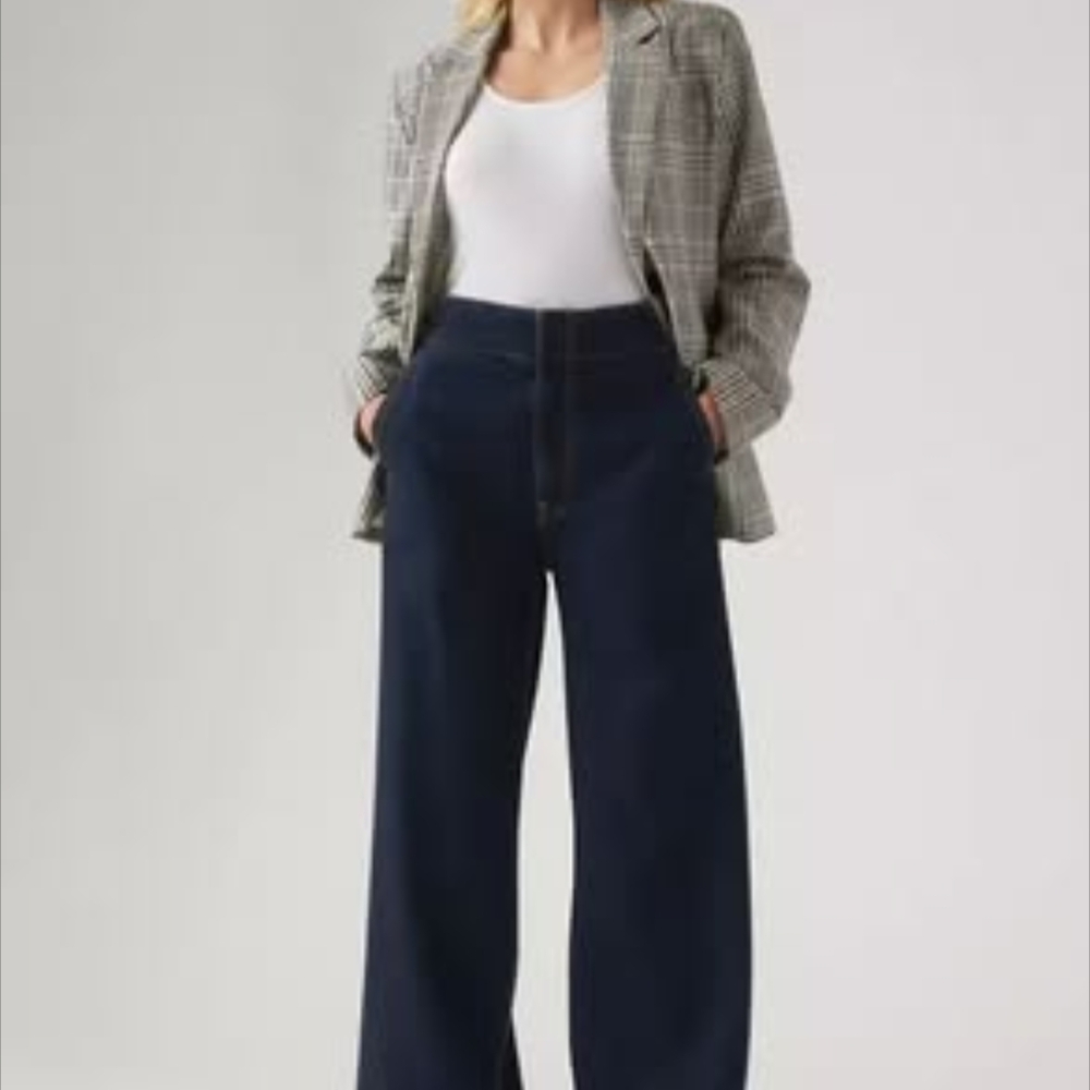 Levi's Premium Ribcage Wide Leg Tailored Jeans Dark Wash